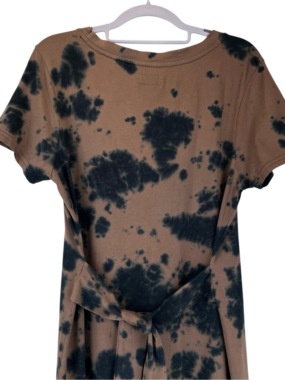Pact 100% Organic Cotton Tie-Dye T-shirt Dress with Tie Waist Brown Black Sz M - Picture 7 of 12